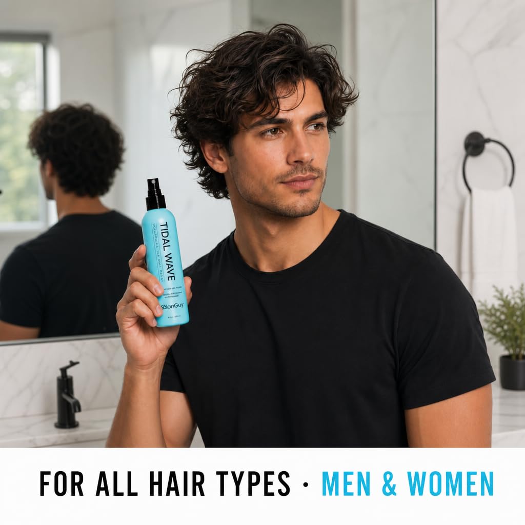 THESALONGUY Tidal Wave Sea Salt Spray for Hair – Volumizing & Texturizing Beach Wave Spray for Men & Women | Matte Finish, Light Hold, Alcohol-Free | All Hair Types | 8 oz