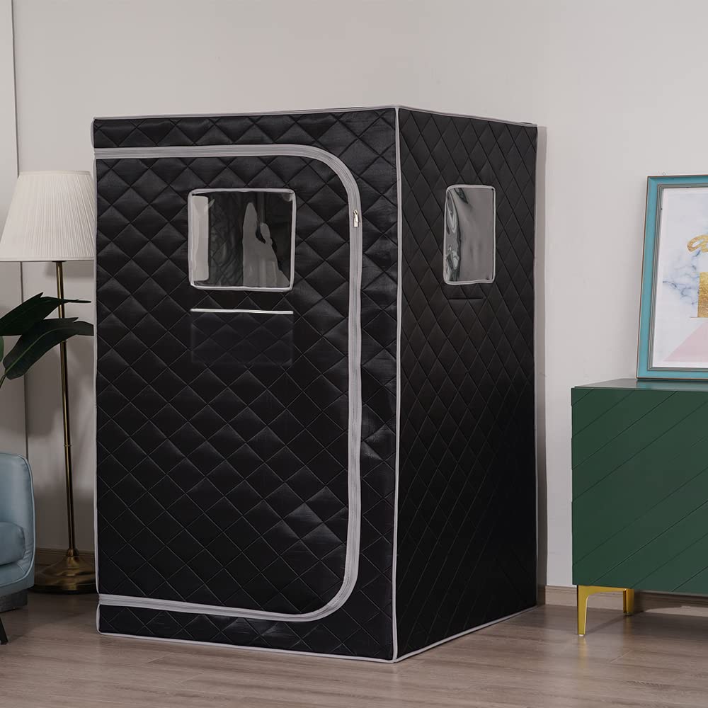 Smartmak Full Size Steam Sauna Tent, Portable Whole Body Home Spa Room, 1 or Two Person Large Space, Steamer NOT Included (47.28" x 35.46" x 63" Grey Border)