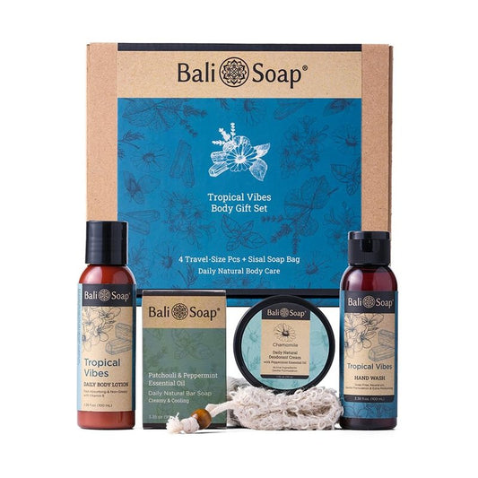 Bali Soap Tropical Vibes Gift Set, 5-Piece Travel Size Body Care Kit, Natural Ingredients, Cruelty Free, Vegan