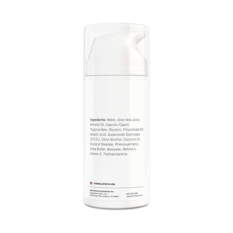 Supplement Spot Superoxide Dismutase (SOD) Anti-Aging Cream - Face Moisturizer for Fine Lines & Wrinkles, Smooth & Firm Skin, Youthful Glow, Antioxidant-Rich Skincare, (3.4 oz 2 Pack)