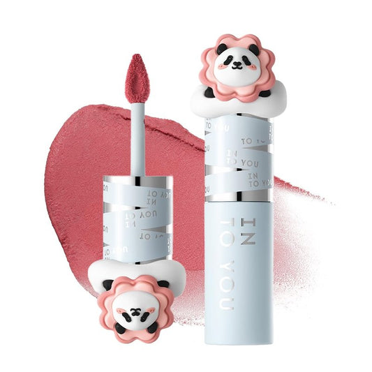 INTO YOU x M.Lan Panda Matte Lipstick, Super Stay Waterproof Long Lasting Lip Mud for Women, High Impact Lip color With Lightweight Clay Texture, Dual-use for Lips and Cheek, MLE02