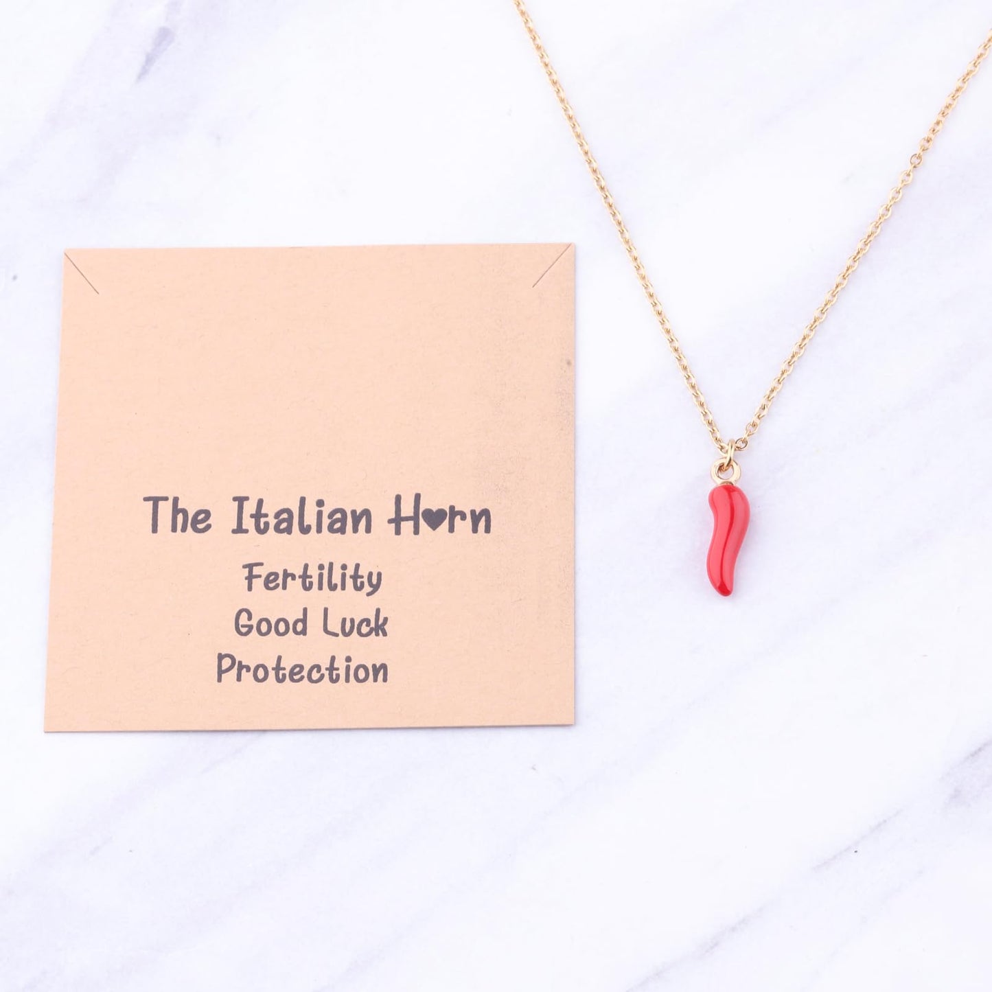 BLEOUK Italian Horns Necklace Charm Red Horns Italy Gift Italian Protection Jewelry (The ItalianHorn Card NE)