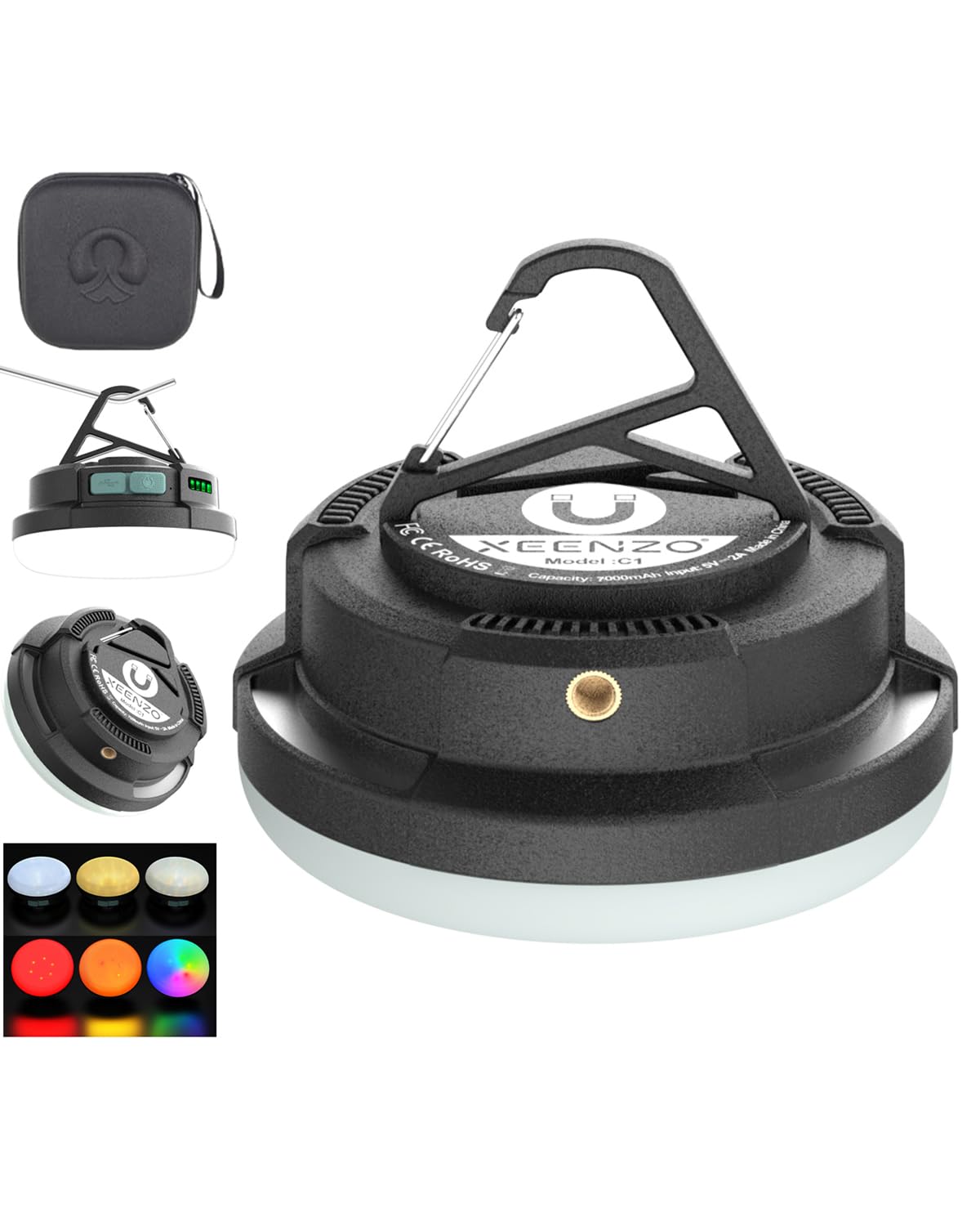 LED Rechargeable Camping Lantern, Portable Camping Lights with 6 Modes, Magnetic Hanging Tent Light, IPX5 Waterproof Emergency Light for Power Outages, Hurricanes, Hiking, and Travel