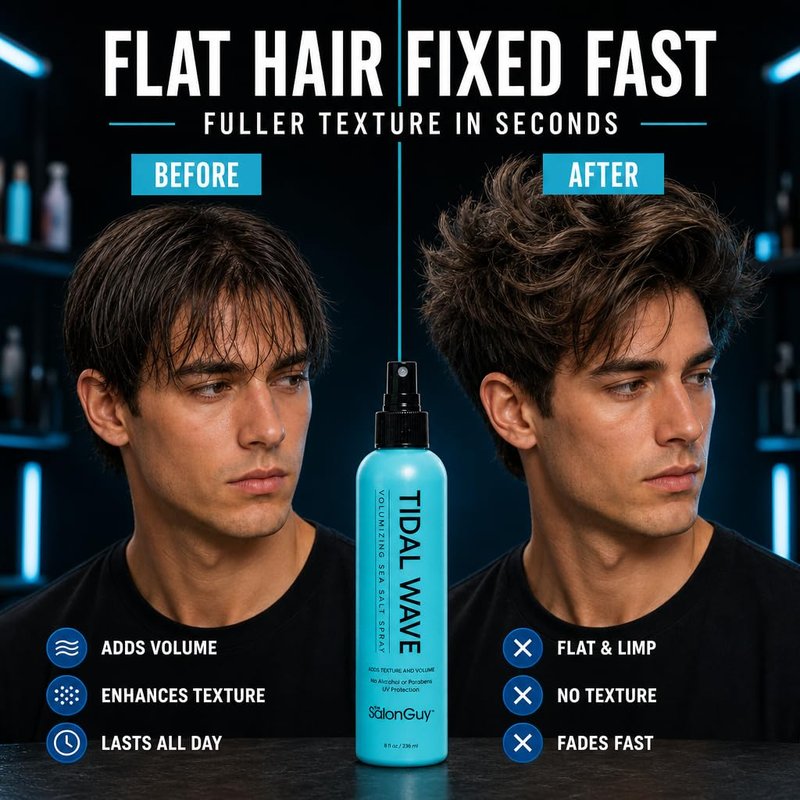 THESALONGUY Tidal Wave Sea Salt Spray for Hair – Volumizing & Texturizing Beach Wave Spray for Men & Women | Matte Finish, Light Hold, Alcohol-Free | All Hair Types | 8 oz