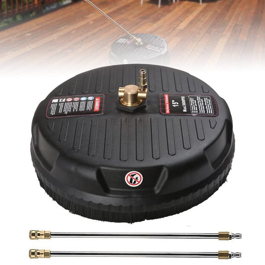 15" Pressure Washer, 3600 PSI Surface Cleaner Attachment with 2 Power Washer ExWands and 2 1/4 inch High Replacement Nozzles, for Decking, Brick, Stone