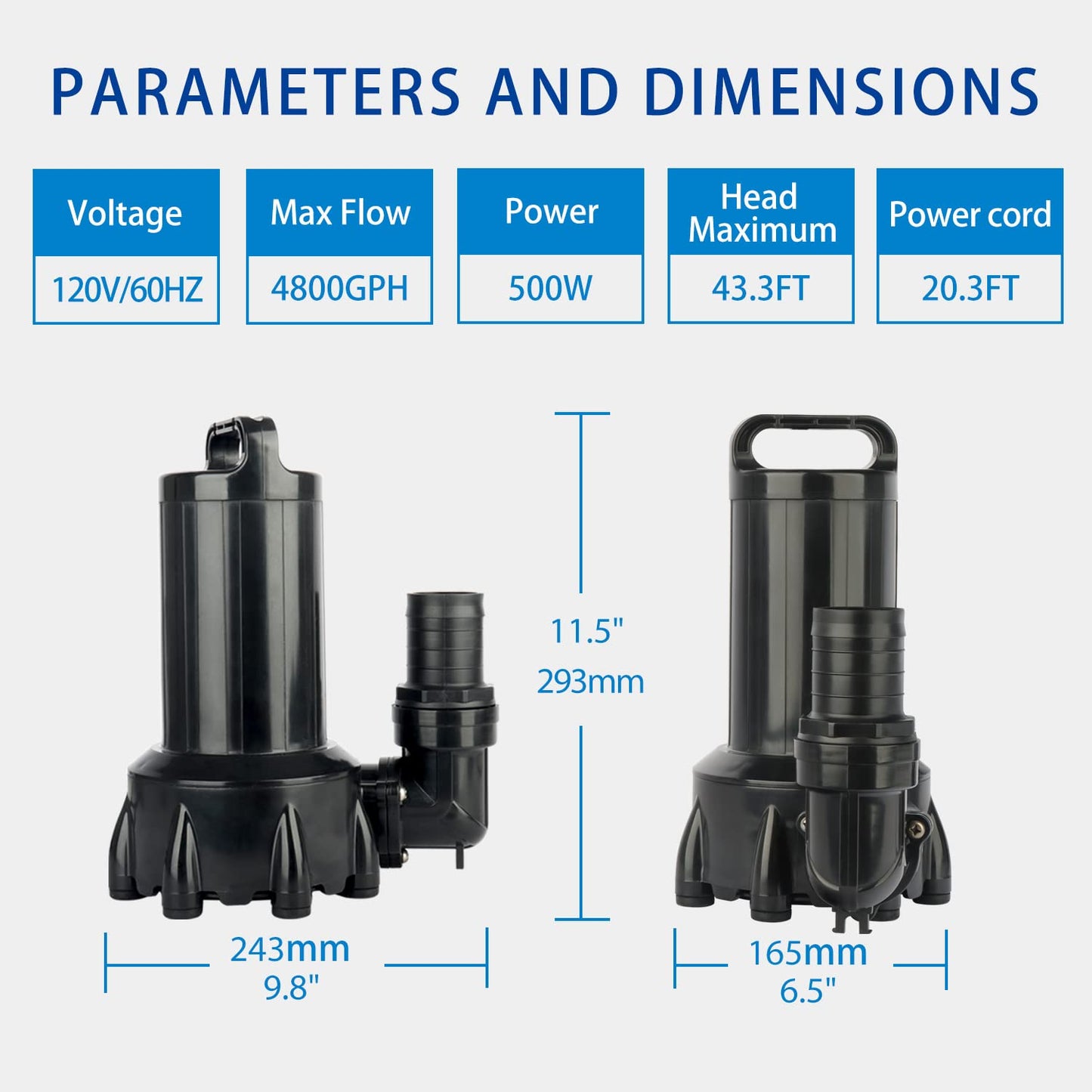 OYO WATER Large 5000GPH Submersible Outdoor Inline Pond Pump High Head Water Pump for Garden Waterfall Fountain Water Circulation for Koi Fish Pond