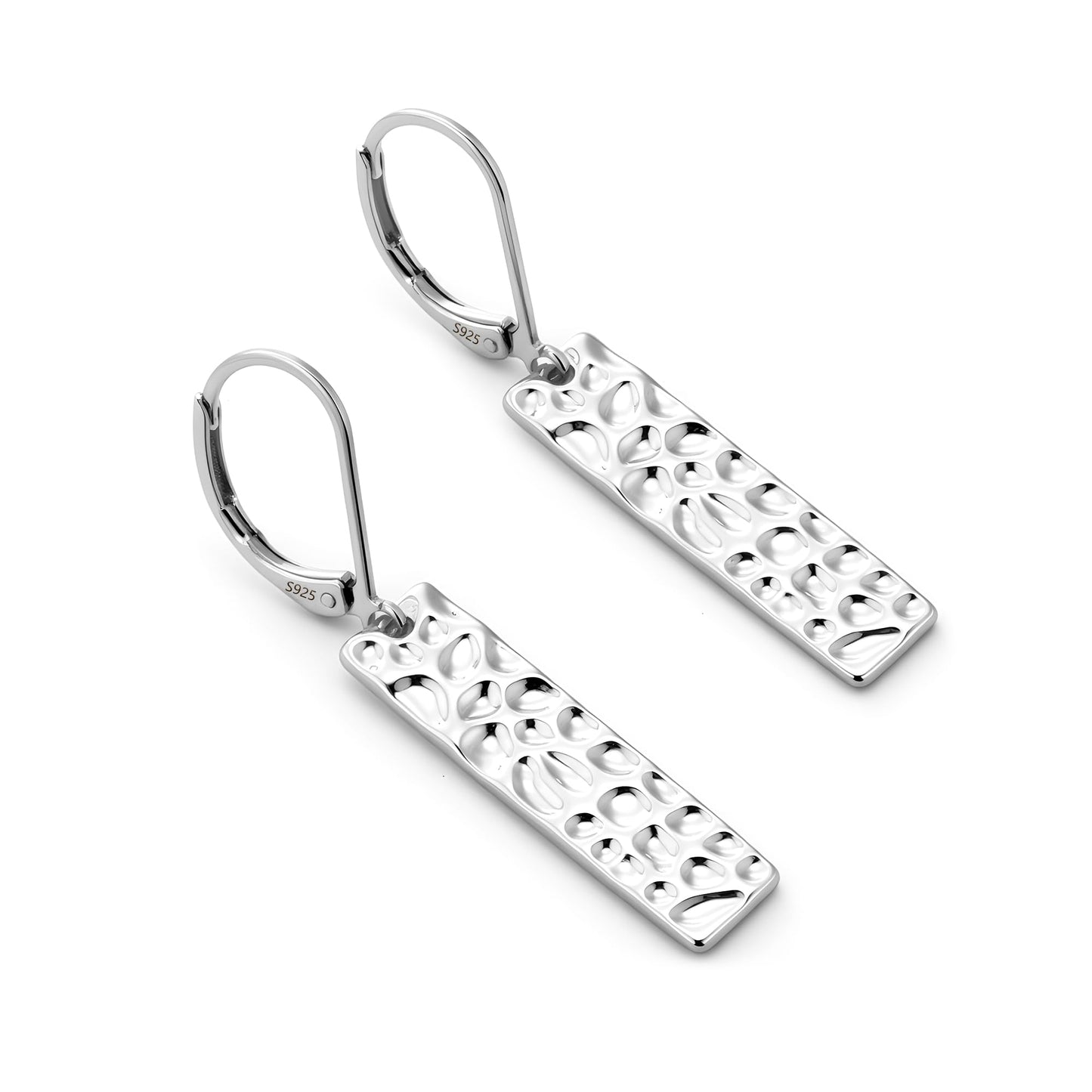 ALEXCRAFT 925 Sterling Silver Dangle Drop Earrings for Women, Hypoallergenic Lightweight Trendy Sterling Silver French Hook Leverback Earrings Long Hammer Bar Drop Earing for Women Statement Jewelry