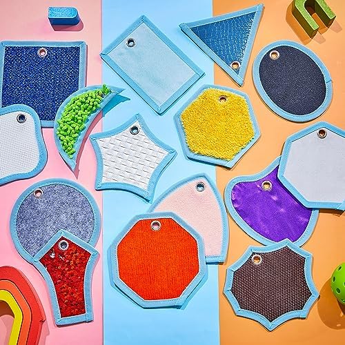 Haull 15 Set Sensory Mats Assorted Textured Sensory Floor Tiles Room Wall Panel Sensory Exercise Tactile Toy for Autistic Children Kids Baby Toddler Fidgeting Activity(Mixed Shapes,5.91 Inch)