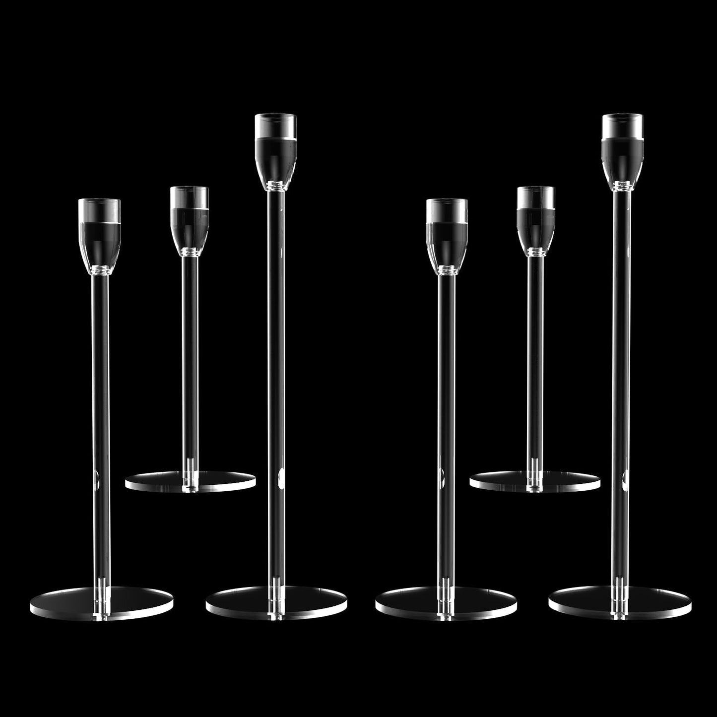 2 Sets Candlestick Holders 3 Piece Set Taper Candle Holder with Different Heights Ideal for Table Decor Party Home Decoration Fits 0.87" LED Stick Candles"