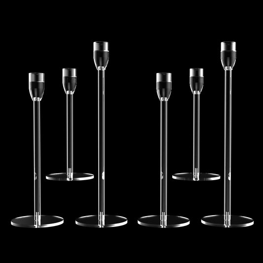 2 Sets Candlestick Holders 3 Piece Set Taper Candle Holder with Different Heights Ideal for Table Decor Party Home Decoration Fits 0.87" LED Stick Candles"