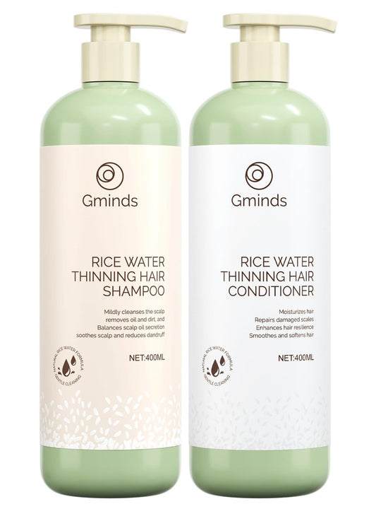 Rice Water Hair Growth Shampoo & Conditioner Large Size 400ml(13.5oz) each - Women & Men
