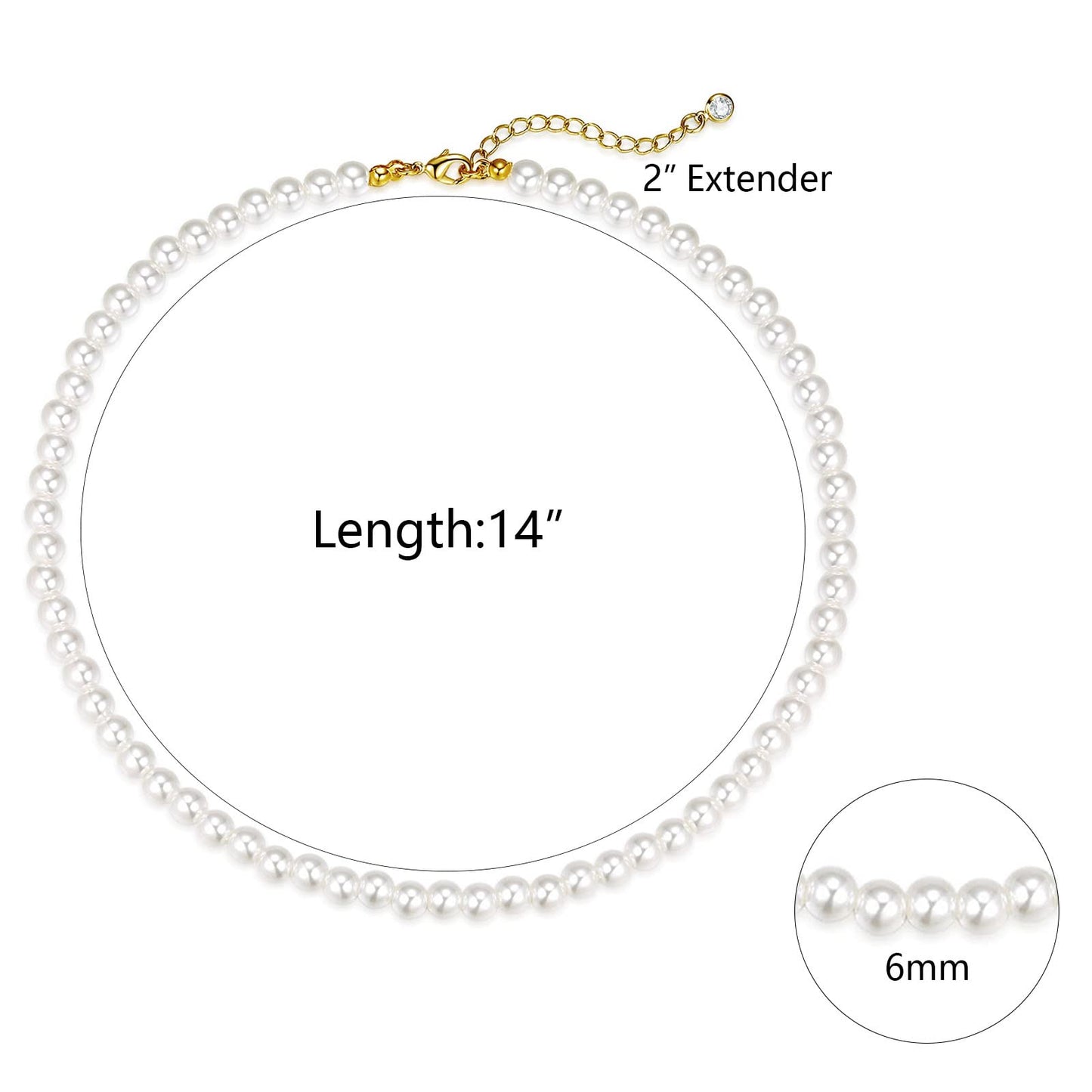 Luxval Pearl Necklaces Choker for Women,Cream White Pearl Jewelry, 14K Gold Plated Handmade Dainty Toggle Clasp Necklace for Women Jewelry Gifts