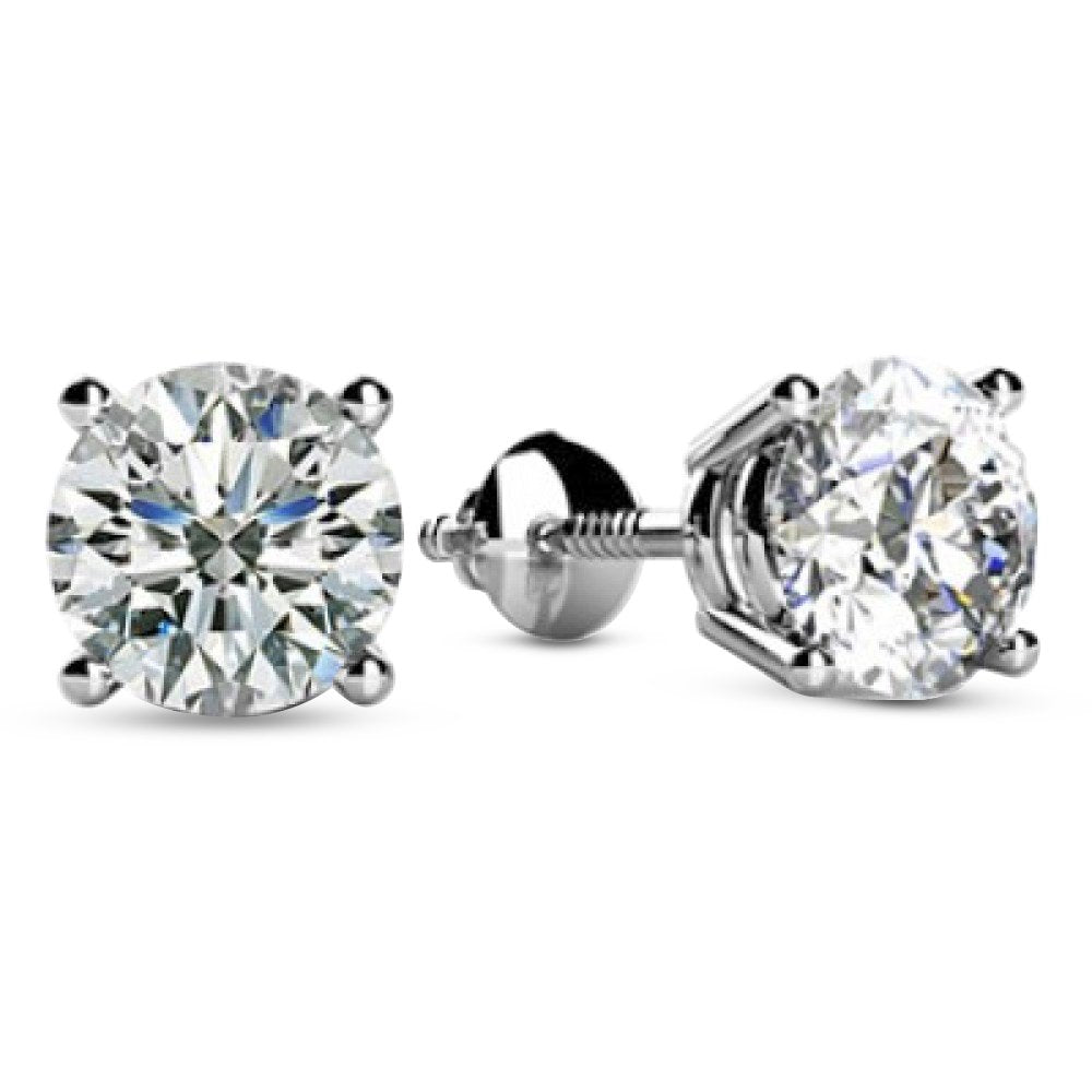 1 Carat 18K Yellow Gold IGI Certified LAB GROWN Round Cut Diamond Stud Earrings for Women 4 Prong Screw Back for her MADE IN USA (E-F Color, VS1-VS2 Clarity)