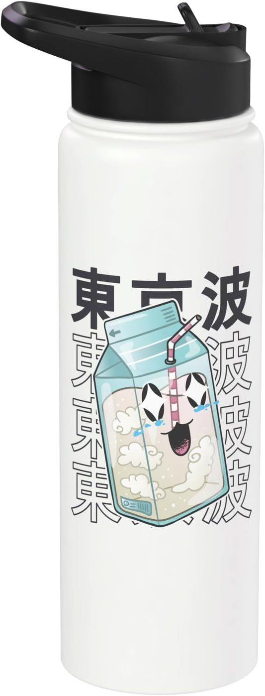 Happy Milk Carton Japanese Kawaii Aesthetic Kids Anime Girl Stainless Steel Insulated Water Bottle
