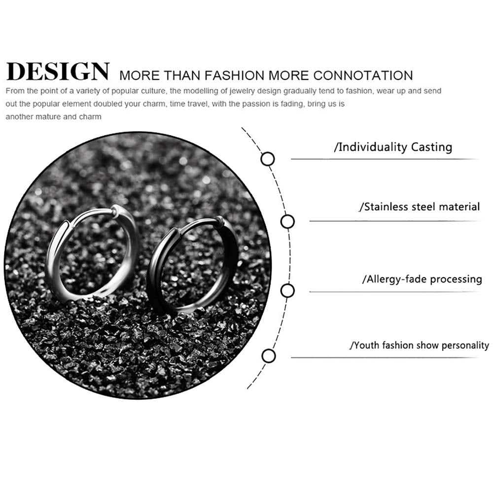 316L Surgical Stainless Steel Huggie Hoop Earrings 8mm Silver Hypoallergenic Earrings Hoop Cartilage Helix Lobes Hinged Sleeper Earrings For Men Women(B02: 8mm Silver(THK 2.0mm))