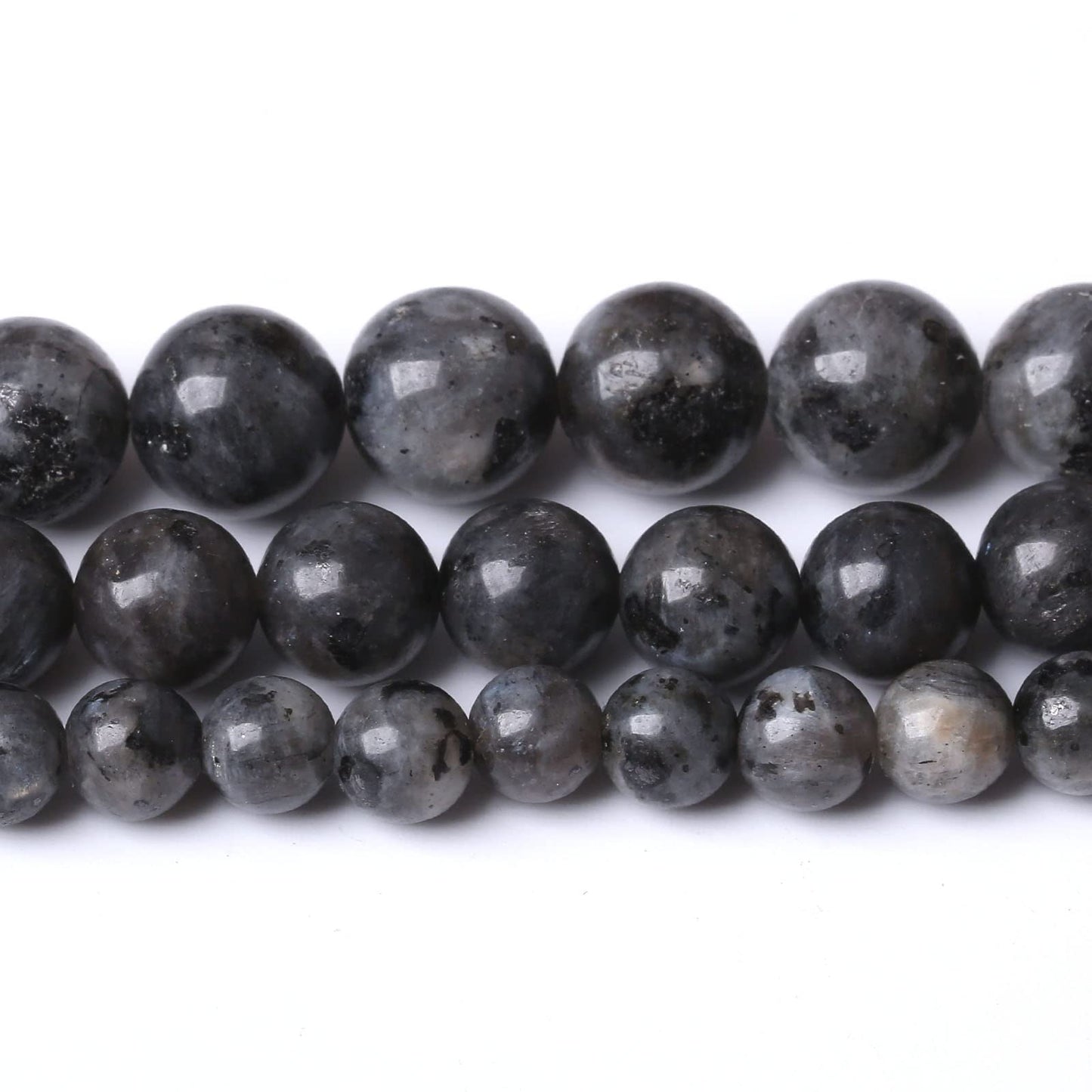 60PCS 6MM Natural Black Labradorite Beads Round Loose Stone Beads for Jewelry Making DIY Energy Stone Healing Power Bracelet 15"