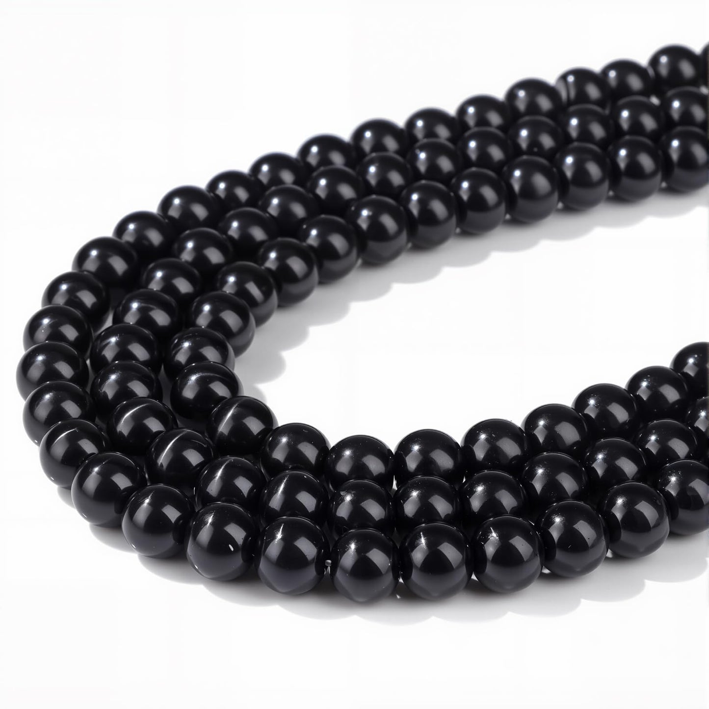 Risyfjew 50PCS 8mm Natural Black Obsidian Beads Gemstone Round Loose Beads for Jewelry Making Chakra Crystal Stone Beads for Bracelets Necklace Earrings Making Supplies (50pcs/Strand)