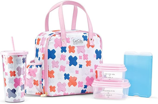 Fit & Fresh Lunch Bag For Women, Insulated Womens Lunch Bag For Work, Leakproof & Stain-Resistant Large Lunch Box For Women With Containers, Tumbler and Ice Pack, Zipper Closure Wichita Bag X Spot