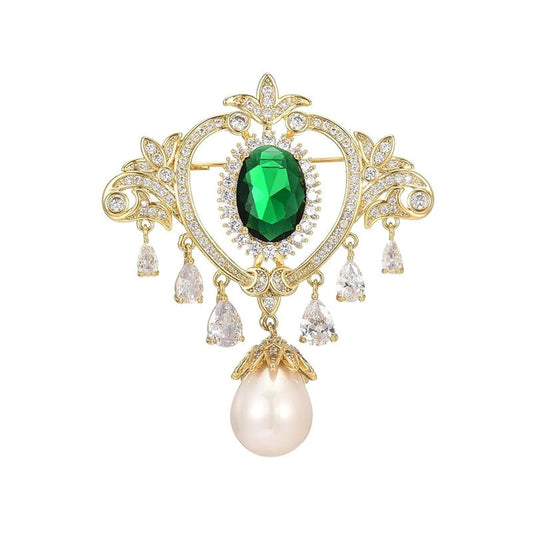 AILONMEI Brooches Jewelry for Women Fashion, Elegant Designer Costume Corsage Pearl Brooches & Pins Christmas Gift(Retro)