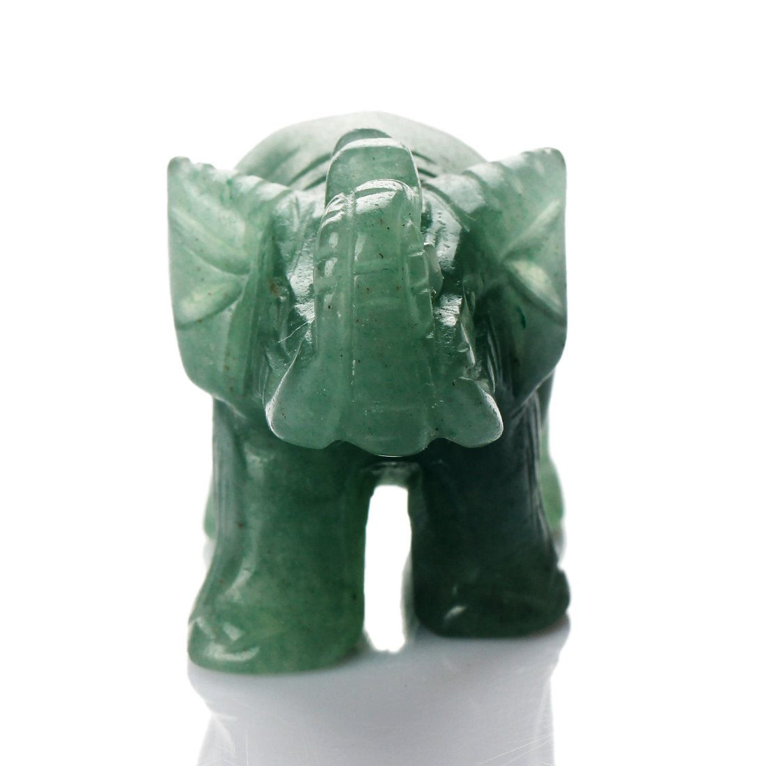 Green Aventurine Elephant 1.5 Inches Statue Crafts Natural Stone Carved Figurine Chakra Carving Stones Healing Reiki Free Pouch (Green Aventurine)