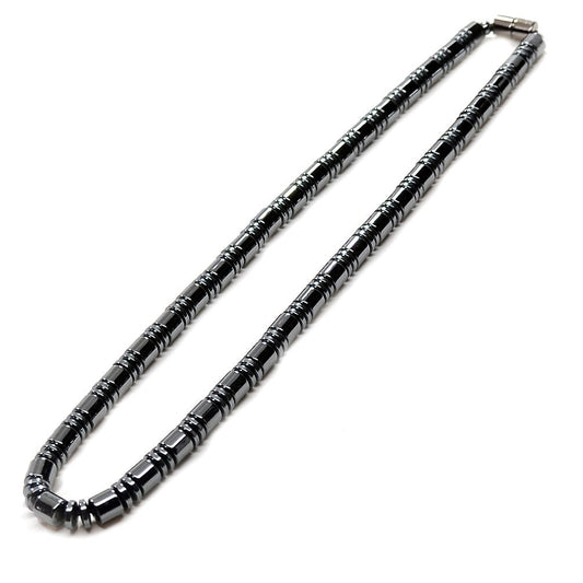 Accents Kingdom Men's Magnetic Hematite Therapy & Healing Stone with Drum Bead Necklace, 18"