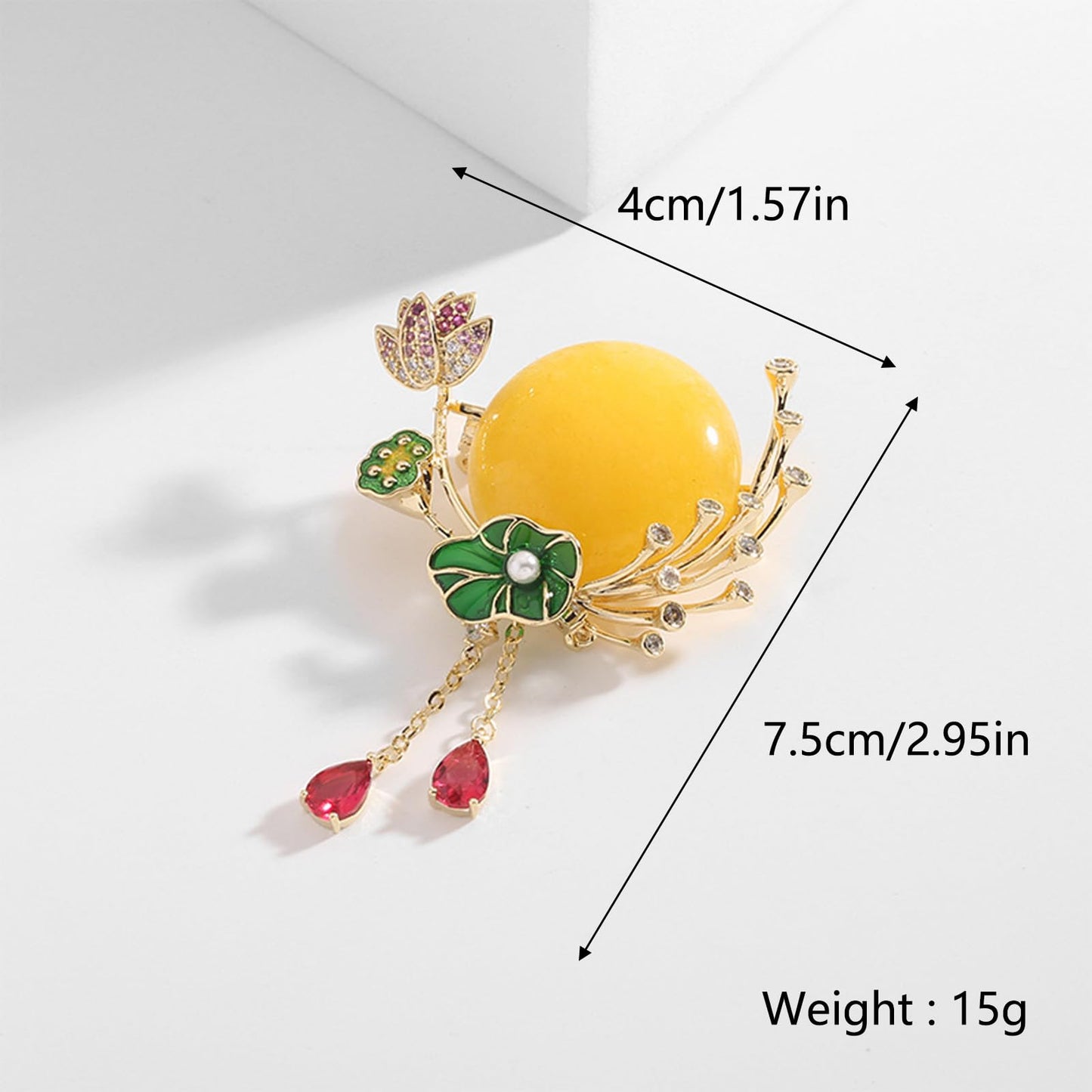 HETICA Women Animal Floral Brooch Pin Accessory Perfect as a Gift for Anniversary Celebrations, Parties, Or Everyday Wear (Moonlit Lotus Pond)