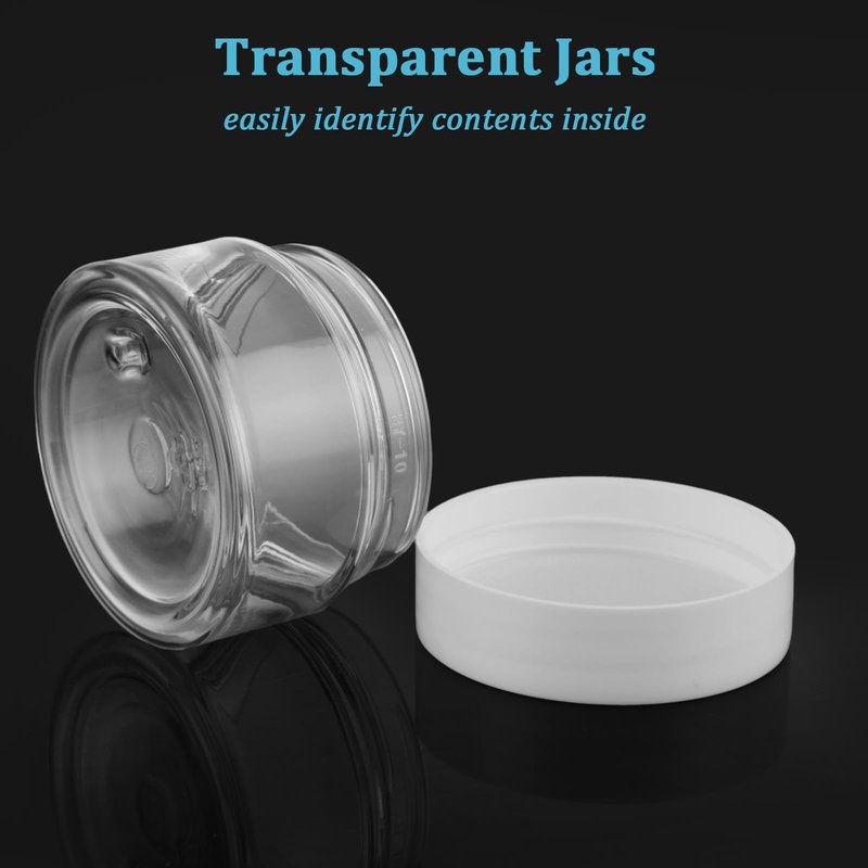 Acrux7 60 Pack 1oz Plastic Jars Round Clear Cosmetic Container Jars with White Lids, Refillable Empty Plastic Slime Jars for Lotion, Cream, Ointments, Makeup, Eye Shadow, Samples
