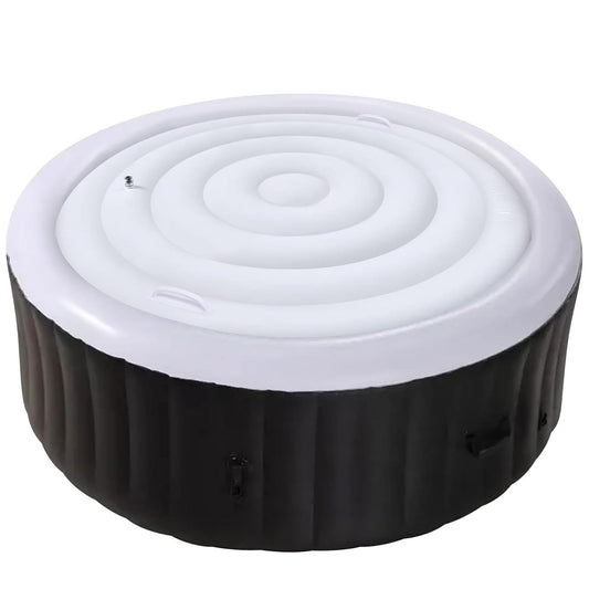 Tlswshsy 4.5 Ft Inflatable Hot Tub Cover- Energy Saving Lid for Round Hot Tub- Foldable Protective Rain Overflow Cover for Outdoor Inflatable Hot Tubs