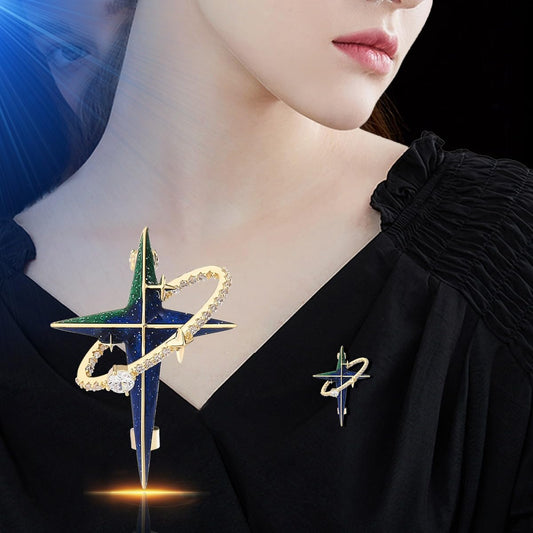 AILONMEI Brooches And Pins For Women Fashion Elegant Flower Broches Lady Costume Jewelry Brooch Pins (Cross Planet)