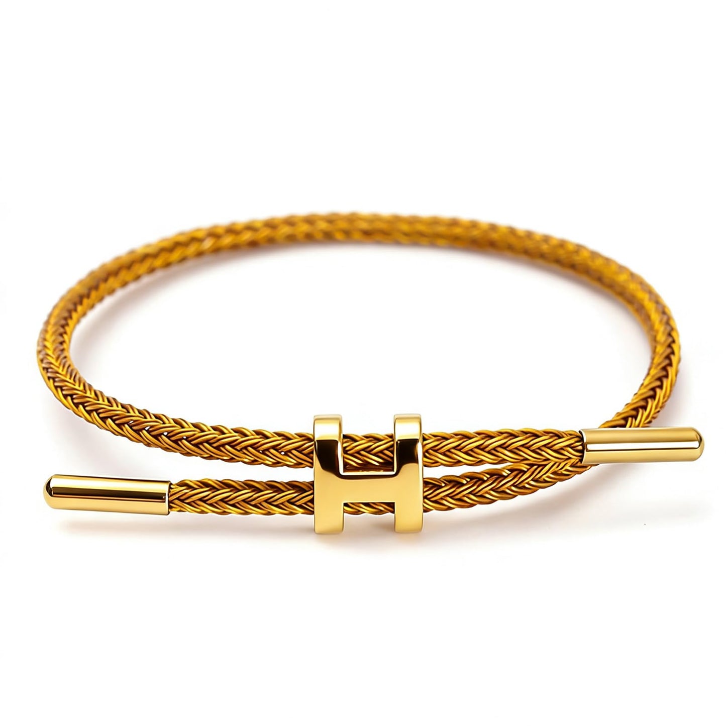PPbuky Steel Bracelet Link, Adjustable H-shape Wire Rope Bracelet, Lucky Jewelry with Titanium Buckle for Birthday, Valentine's, Graduation, Fashion Gift for Women, Men, Lovers, Friends, Gold