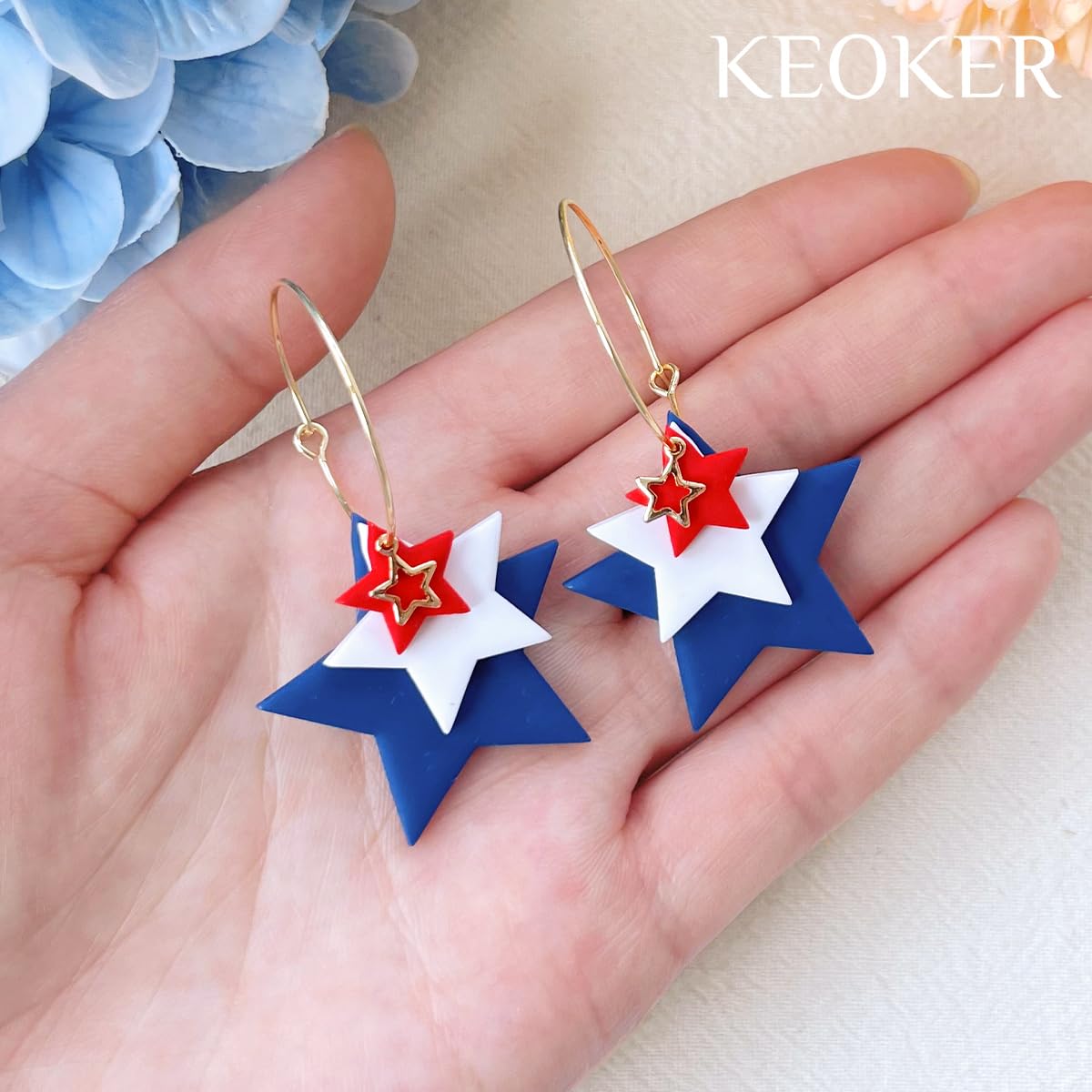 Keoker Stars Clay Cutters - 7 Pcs Fourth of July Polymer Clay Cutters, Independence Day Clay Earring Cutters, 4th of July Clay Cutters, Stars Polymer Clay Cutters (Stars)