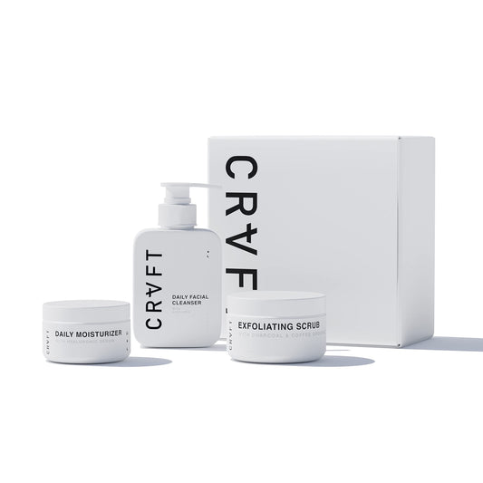 CRVFT 2-Step Men’s Facial Care Kit | Aloe Vera Face Wash 3oz | Hyaluronic Moisturizer 1oz | 2 Piece Complete Daily Face Care Routine | Look + Feel Your Best [Scented]