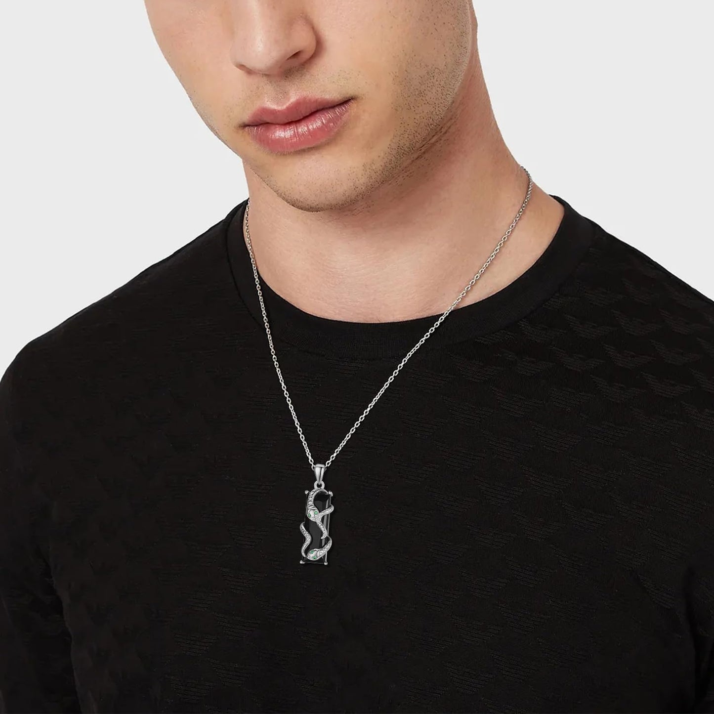 AENEAS Double Snake Necklace for Women 925 Sterling Silver Crystal Snake Pendant Cool Jewellry for Women Men