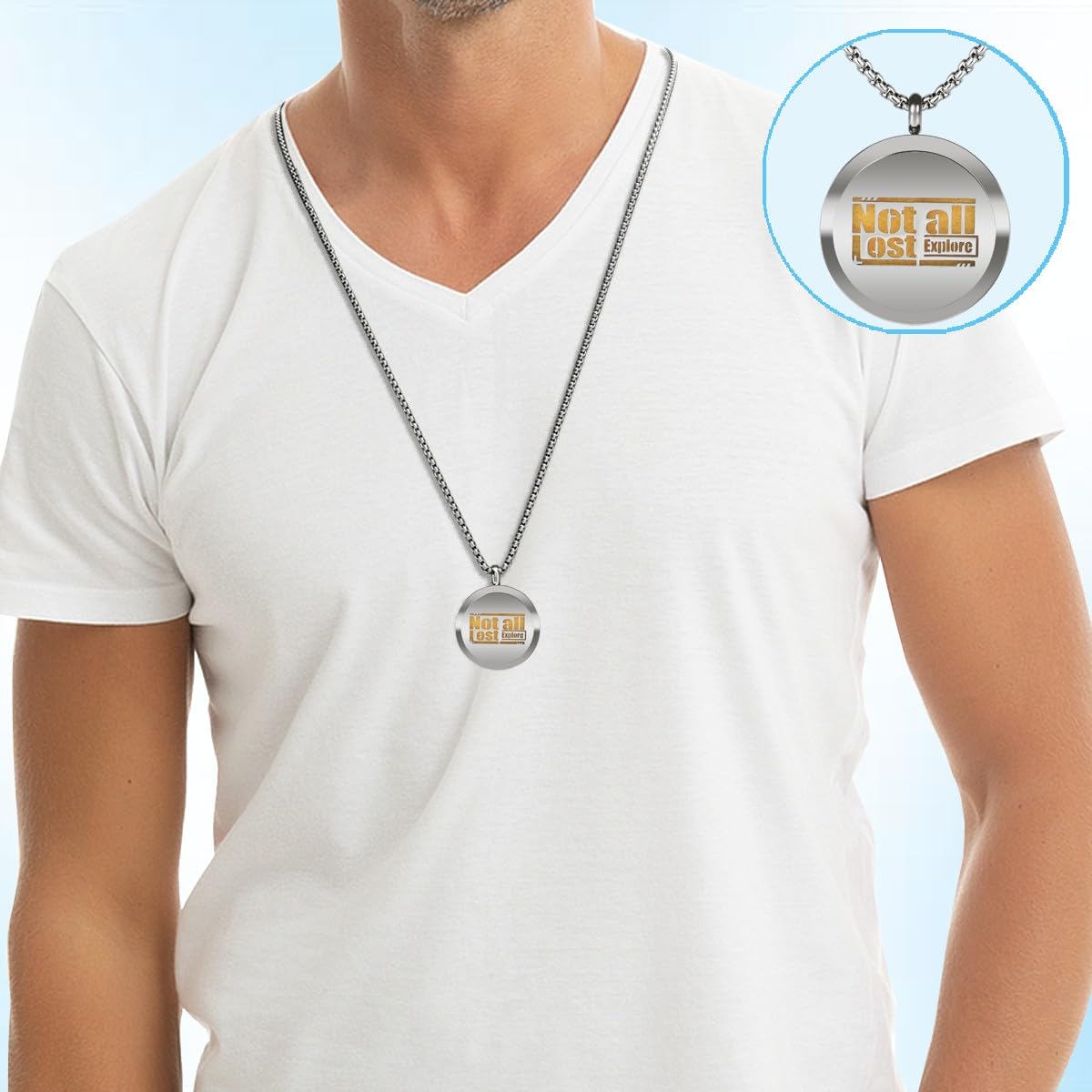 Aromatherapy Diffuser Necklace-Alphabet Essential Oil Necklace,Aromatherapy Diffuser Pendant for Men and Women,Portable,Suitable for Yoga,Meditation,Travel,Stress Relief Gift(Silver 30mm)