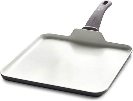 GreenLife Soft Grip Healthy Ceramic Nonstick, 11" Griddle Pan, PFAS-Free, Dishwasher Safe, Gray