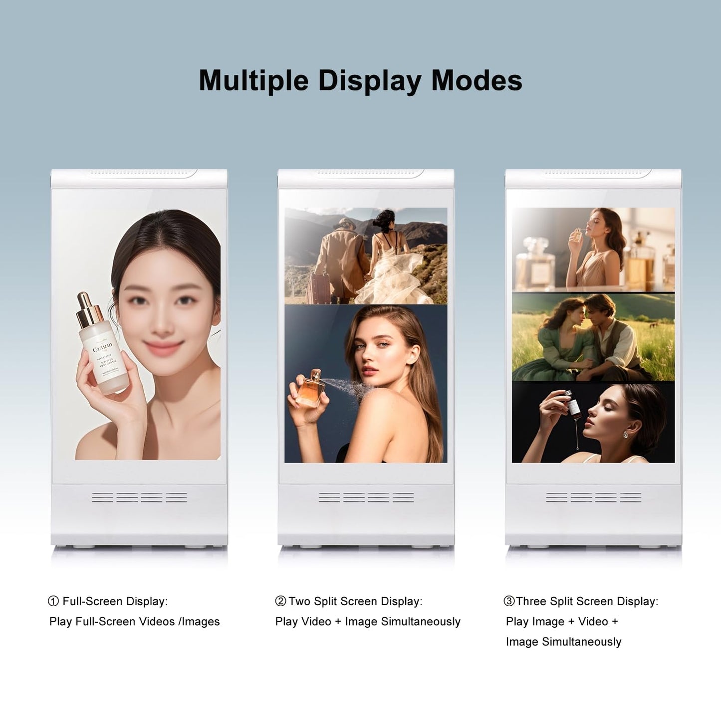 Digital Signage Display for Tabletop ,Interactive Digital Signage with Double 8 inch LCD Touch Screen and WIFI Connected,Rechargeable 23200mAh Battery,Portable Advertising Kiosk for Restaurants,Bar, Hotel ,Cafe (White)
