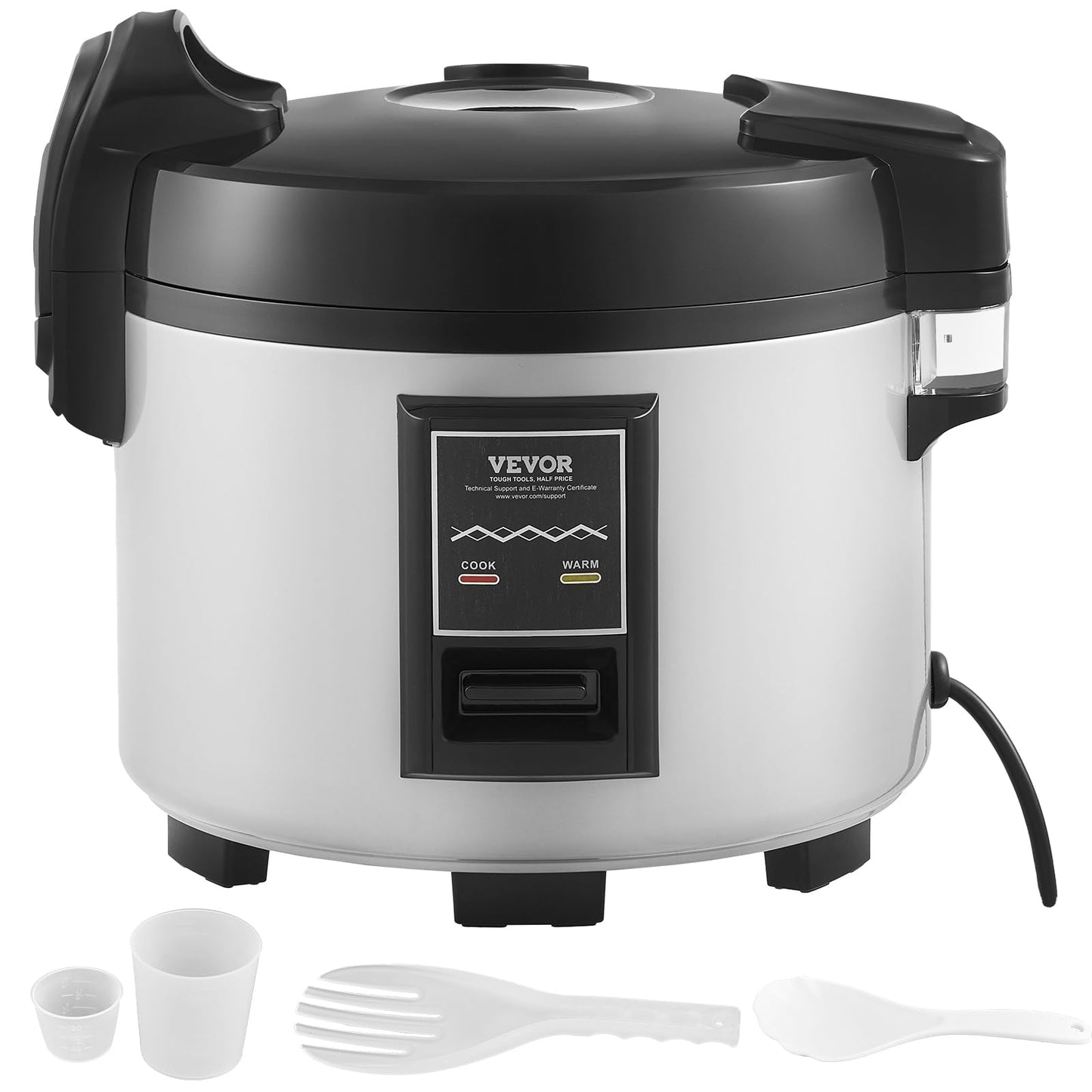 VEVOR Commercial Rice Cooker, 45-Cup Rice Cooker, 9.51 Qt / 9 Liter Large Rice Cooker and Warmer with Nonstick Inner Pot, Fast Cooking and 12-Hour Keep Warm, with Rice Cup and Paddle, for Restaurant