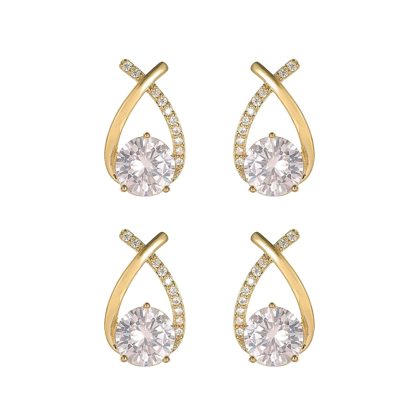 Halolux Lymphvity Germanium Earrings for Women Atheniz Lymphatic Drainage Earrings Gold Silver Cubic Zirconia Hoop Earrings Trendy Jewelry for Women (Gold B+Gold B)