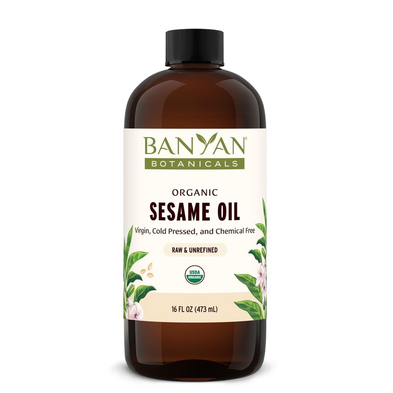 Banyan Botanicals Organic Unrefined Sesame Oil – Rich & Warming Ayurvedic Massage Oil for Body & Scalp – Traditional Abhyanga Oil for Deep Tissue Grounding & Recovery – 16 oz – USDA Organic