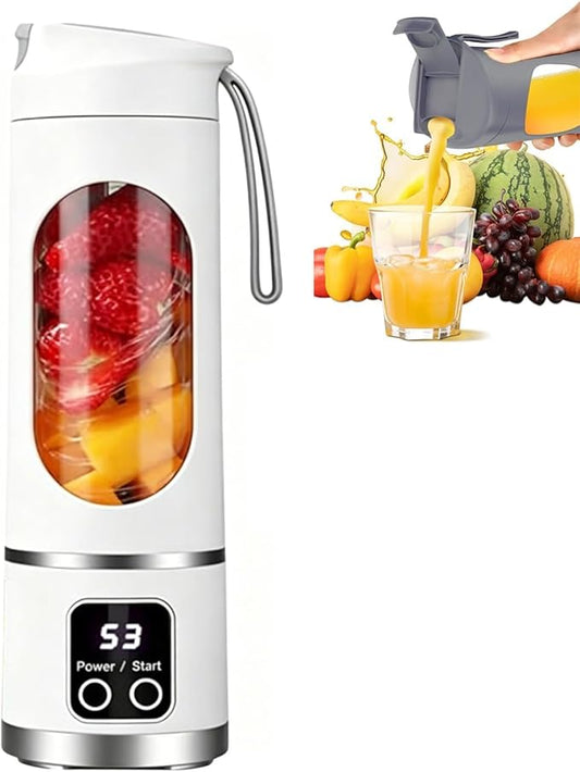 Portable 16oz Cordless Blender, USB Rechargeable Personal Smoothie Maker Cup, High Speed Compact Mixer for Ice, Fruit & Protein Shakes, Travel Friendly Bottle with Drinking Lid, Easy Clean