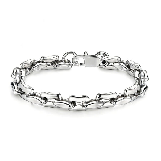 AIAINAGI Silver Link Chain Bracelets for Women Men 7mm Stainless Steel Paperclip Bracelets Rectangle Solid Chunky Chain 7/7.8/8.3Inches Unisex Wrist Jewelry Gift for Mother（7.8inch）