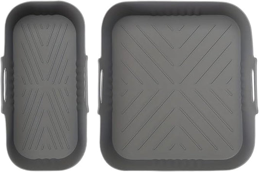 Compatible for Philips Dual Basket Air Fryer NA350 Series 6L/3L, Reusable Silicone Dual Airfryer Liner Air Fryer Accessories(Gray)