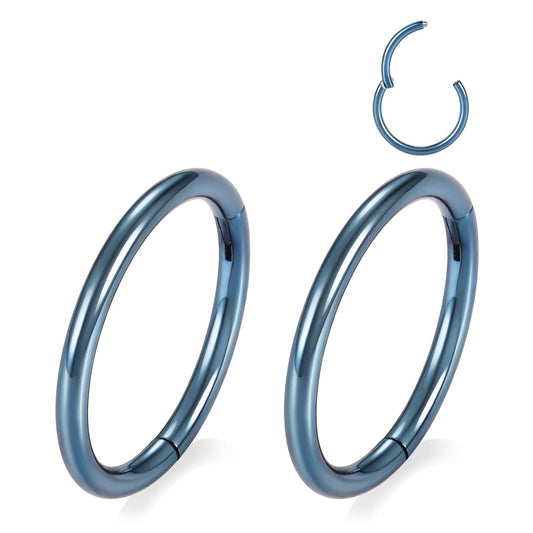 16g Nose Ring Hoop Earrings Blue Nose Hoops 16 Gauge Lip Rings Septum Hoop Seamless Septum Clicker 8mm Septum Ring Cartilage Earring Helix Earring Rook Earrings Nose Rings Surgical Steel