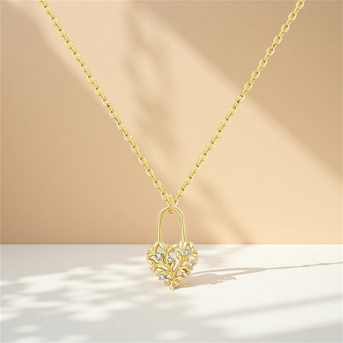 MISEFF 925 Sterling Silver Fashion Pendant Necklace for Women，Fashion Jewelry, 18K Gold Plated， Advanced Retro Series Link Chains ，Basic Multifunctional Accessories Suitable for Multiple Occasions and Daily Wear (Love Lock)