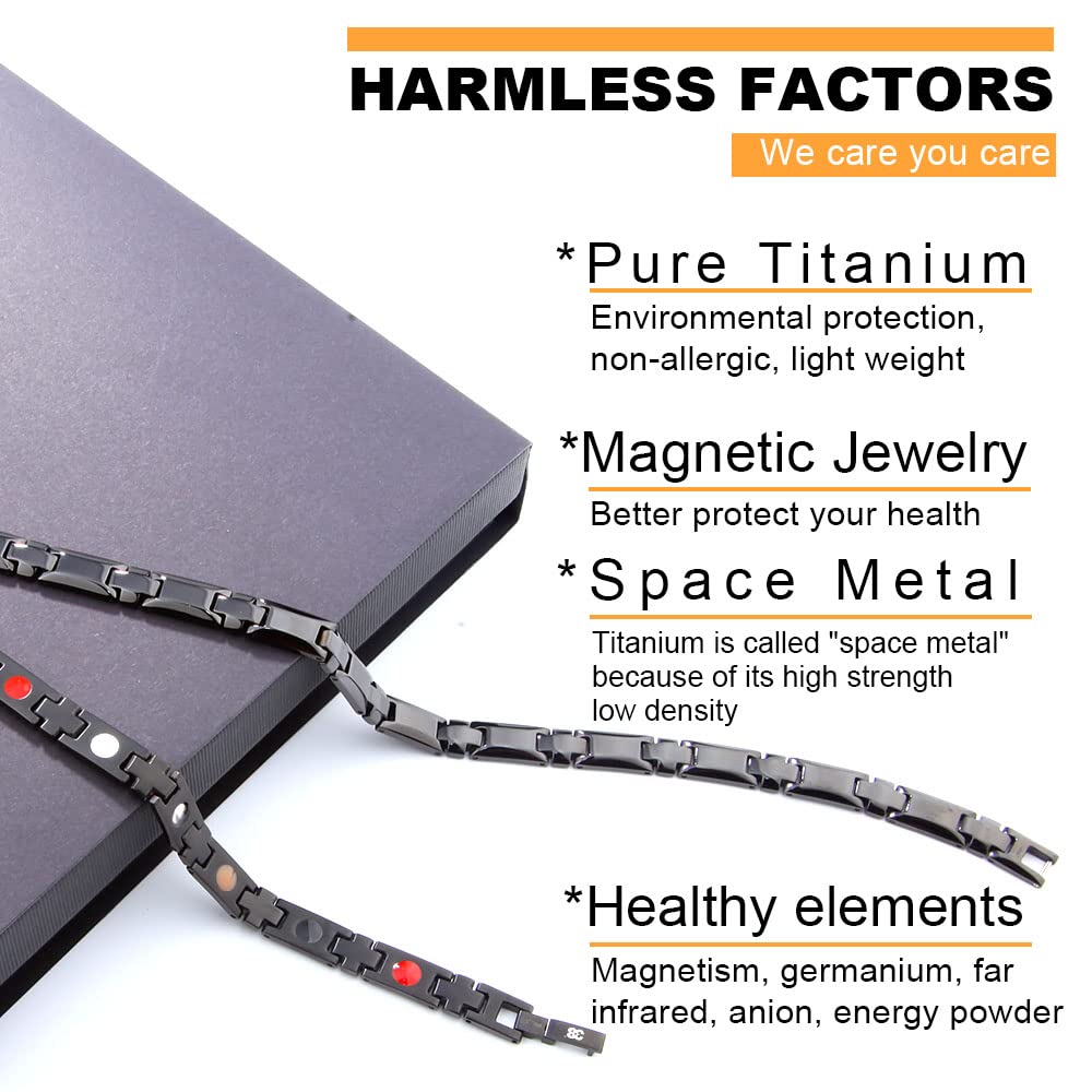 38® Titanium Magnetic Field for Pain Cross Necklace for Men Large Width Germanium Field Therapy Couples Husband(19.17(in), Black)