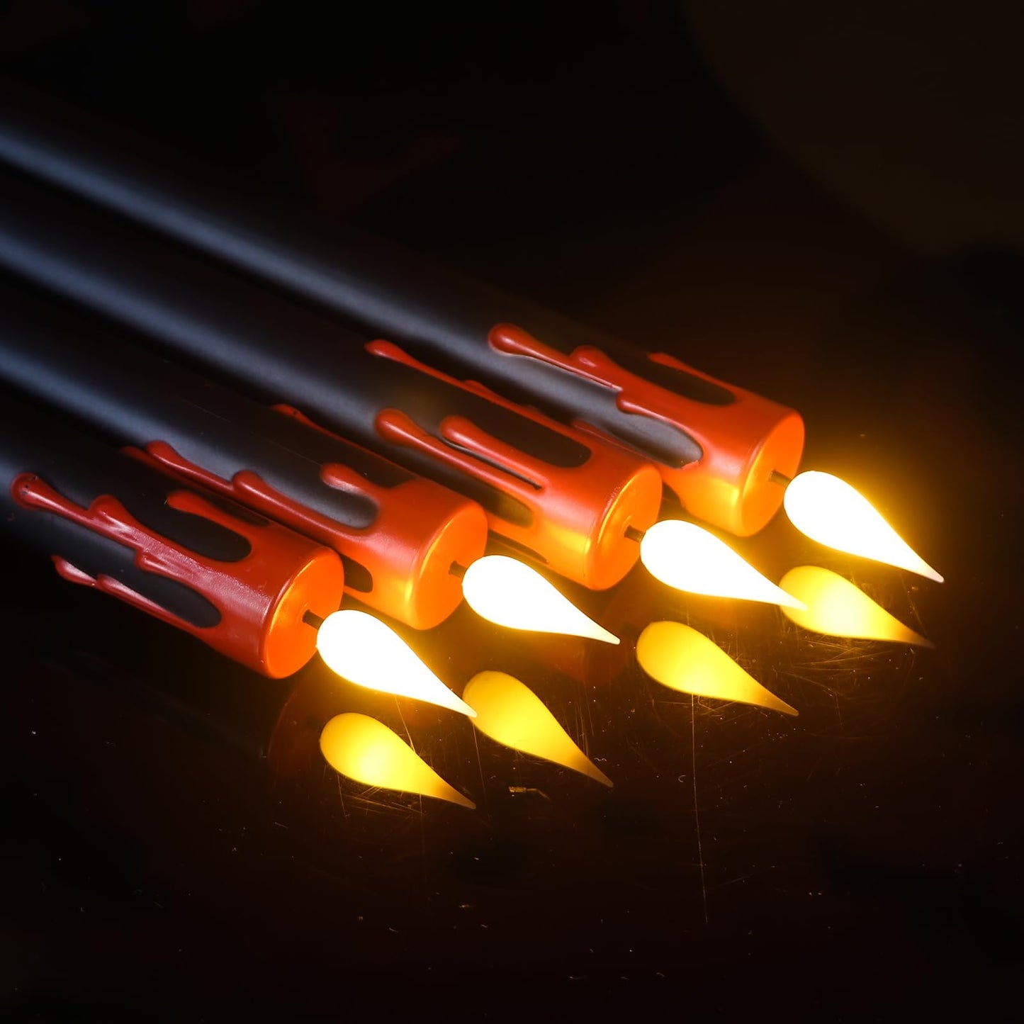 Eldnacele LED Flameless Taper Candles Battery Operated with Remote and Timer 3D Wick Flickering Blood Dripping Halloween Dinner Spooky Horror Home Decoration Set of 4 Black Candles, 0.78" x 8.9"""