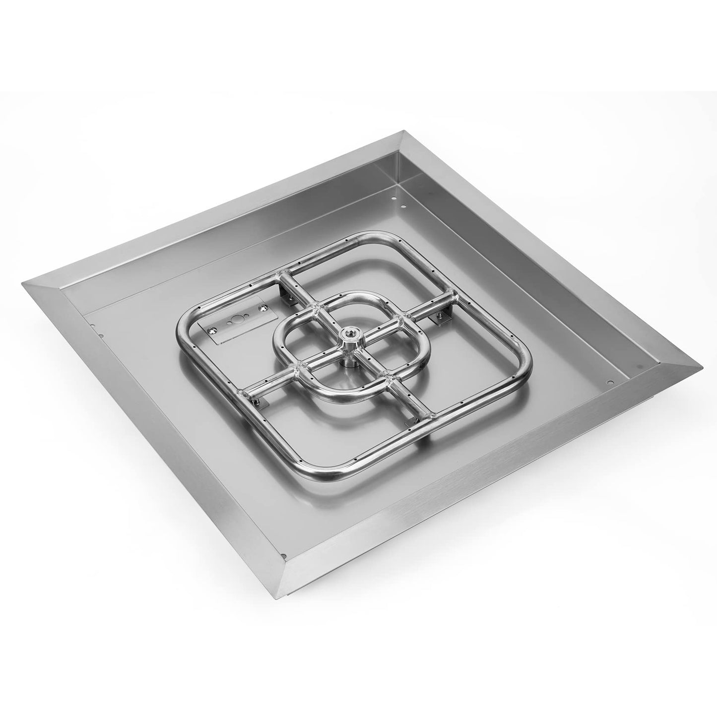 Onlyfire 18 Inch Square Fire Pit Burner Pan with Square Burner Ring – 304 Stainless Steel Drop-in Gas Fire Pit Insert for Natural Gas & Propane, 92,000 BTU, Square Flame Pattern for DIY Fire Table