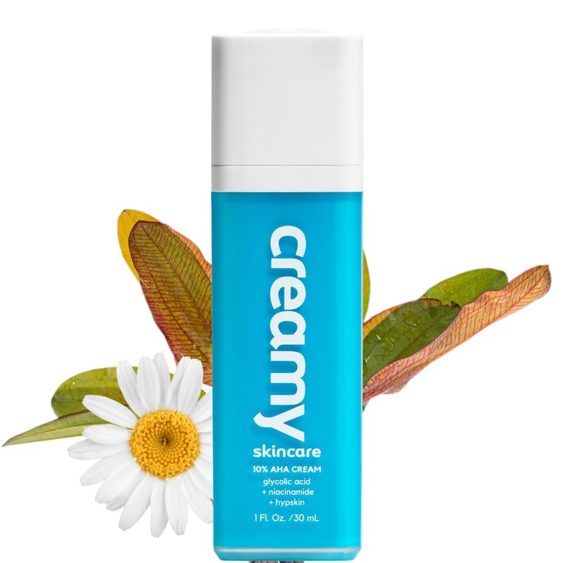 Creamy Skincare 10% Glycolic Moisturizer, Exfoliating Face Cream with Glycolic Acid, Niacinamide, and Hypskin, Nourishing, and Hydrating Cream, 1 fl oz/30mL