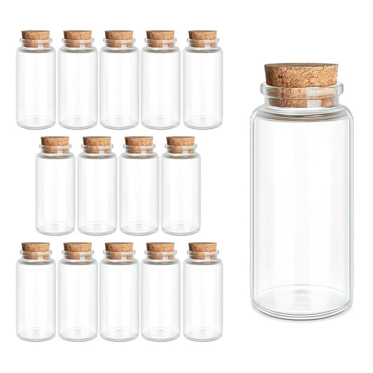 15-Pack 1.01 oz (30 ml) Glass Bottles with Cork Stoppers – for Spell Bottles, Spice Jars, DIY Party Favors, Travel Memories & Plant Propagation – Empty Recyclable Containers for Crafts, Kitchen,Décor