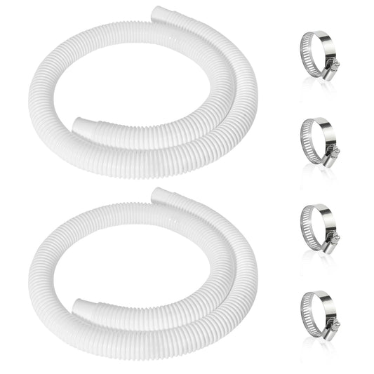 2 Pcs 1.25" Pool Hose, 59" Long Accessory Pool Pump Replacement Hoses, Compatible with All Above Ground Pool Filter Pumps that Use 1 1/4 Diameter Hoses
